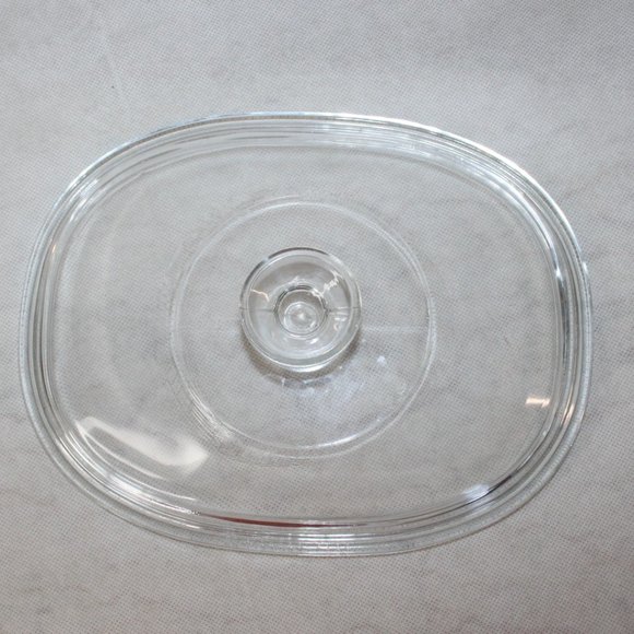 PYREX F-12-C CLEAR GLASS REPLACEMENT LID CORNING WARE 9.25" x 7" Inner Rim 1.5 q - Picture 1 of 11